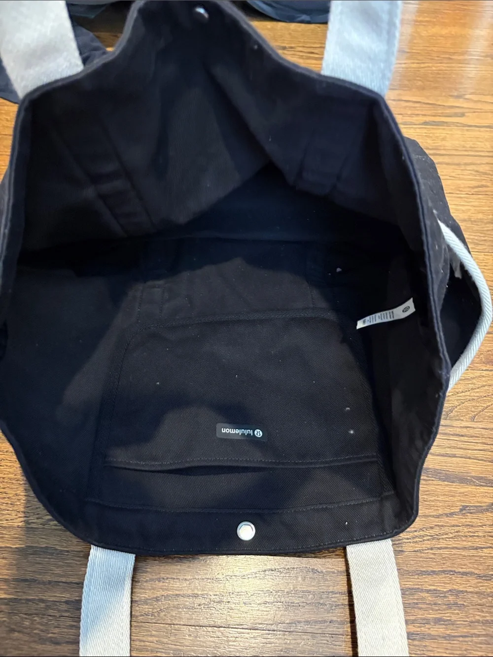 lululemon athletica Black Tote Bag with White Trim